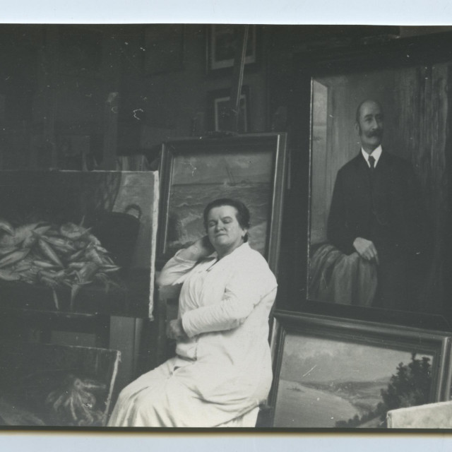 Lina Crnčić-Virant u atelijeru u Novom Vinodolskom