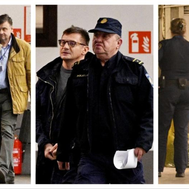 Privođenje uhićenih u aferi vezanoj uz zlouporabe pri obnovi bolnice Jankomir