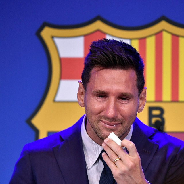 Lionel Messi na oproštaju od Barcelone 2021. godine