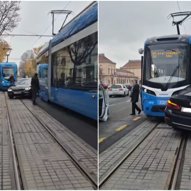 Sudar automobila i tramvaja kod Glavnog kolodvora
