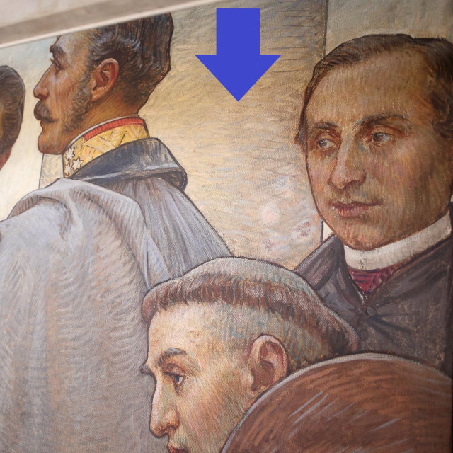 Otkriven je portret ispod boje na zidnoj slici od Vlahe Bukovca u Hrvatskom državnom arhivu