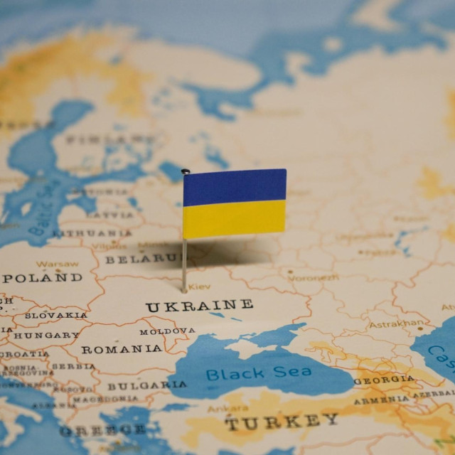 The Map and Flag of Ukraine.
