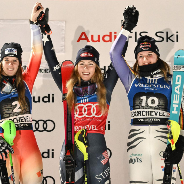 Mikaela Shiffrin, Camille Rast i Emma Aicher
