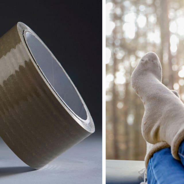 Ljepljiva traka, čarape, ilustracija