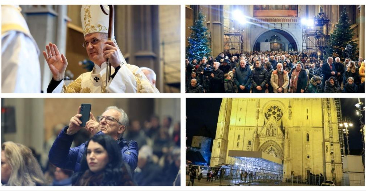 FOTO Pogledajte prizore prve polnoćke u Zagrebačkoj katedrali od potresa. U punu crkvu stigli i Bačić, Medved, Primorac, Glavina...