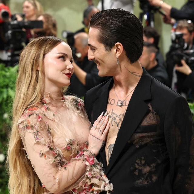 NEW YORK, NEW YORK - MAY 06: (L-R) Dove Cameron and Damiano David attend The 2024 Met Gala Celebrating ”Sleeping Beauties: Reawakening Fashion” at The Metropolitan Museum of Art on May 06, 2024 in New York City. Marleen Moise,Image: 870739381, License: Rights-managed, Restrictions:, Model Release: no, Credit line: Marleen Moise/Getty images/Profimedia