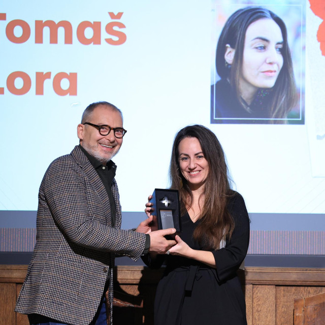 Dodjela književne nagrade ”Fric” u Hrvatskom državnom arhivu. Igor Alborghetti, Lara Tomaš