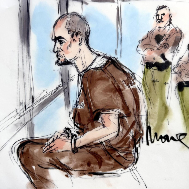 skice iz sudnice; odvjetnik daje ostavku neposredno prije iznošenja optužnice