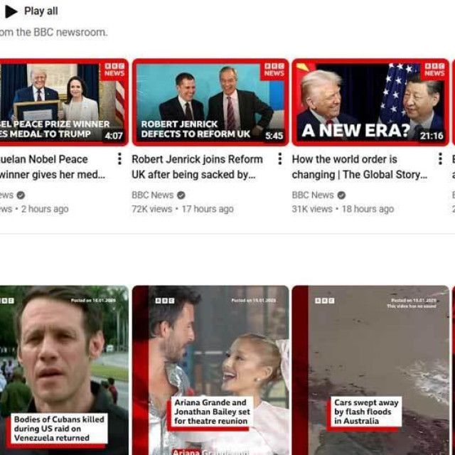 Homepage BBC-a na YouTubeu/Screeenshot