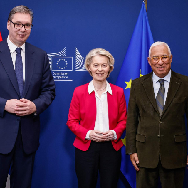 Dogovor velikih - predsjednik Srbije Aleksandar Vučić lobirao je na sve strane, uključujući i Europsku komisiji na čijem je čelu Ursula von der Layen (u sredini) i Europsko vijeće, na čijem je čelu Antonio Costa, da NIS dobije vrijeme za promjenu vlasnika.