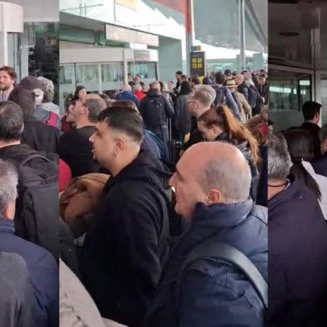 Gužva na ulazu u zračnu luku u Barceloni