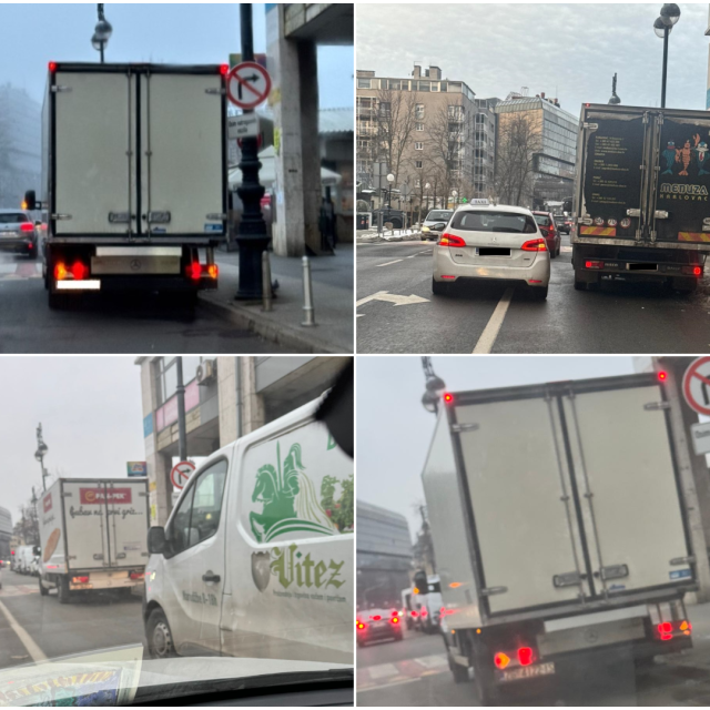 Zaustavljena dostavna vozila u Martićevoj ulici kod tržnice Kvatrić