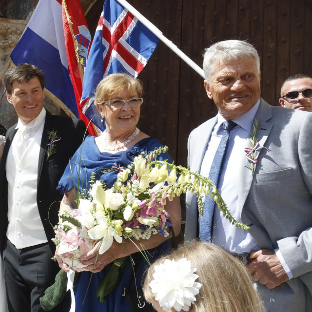 Elin Arnarsdottir, Ivica Kostelić, Marica i Ante Kostelić na Ivičinom vjenčanju 2014.