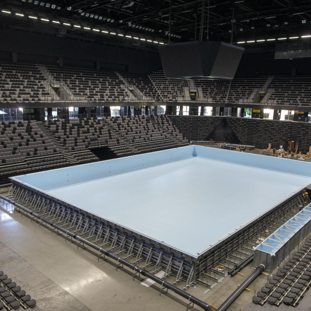Ovako je izgledao montirani bazen u Spaladium Areni, ali Nacionalni centar vodenih sportova bi bio ipak manji, do 5.000 mjesta