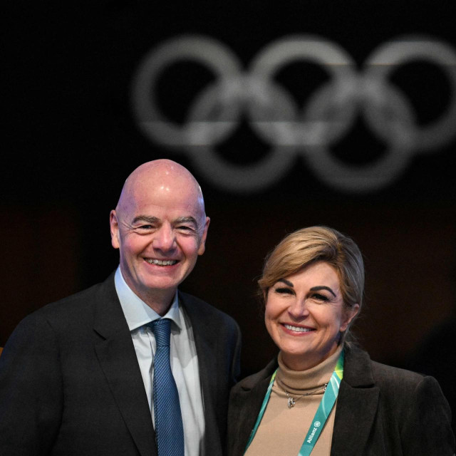 Gianni Infantino danas je u Milanu na sjednici MOO-a snimljen u društvu bivše hrvatske predsjednice Kolinde Grabar-Kitarović
