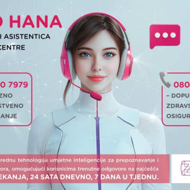 Virtualna asistentica Hana omogućuje korisnicima trenutačne odgovore na najčešća pitanja čineći HZZO dostupnim 24 sata dnevno, 7 dana u tjednu bez čekanja