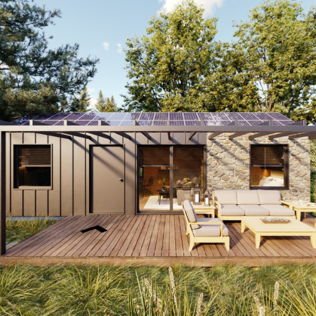 Mobilna kuća E-33 zamišljena je kao off-grid jedinica površine 33 četvorna metra (može biti i manja), spremna za postavljanje izvan infrastrukture i oslobođena klasične građevinske dinamike.