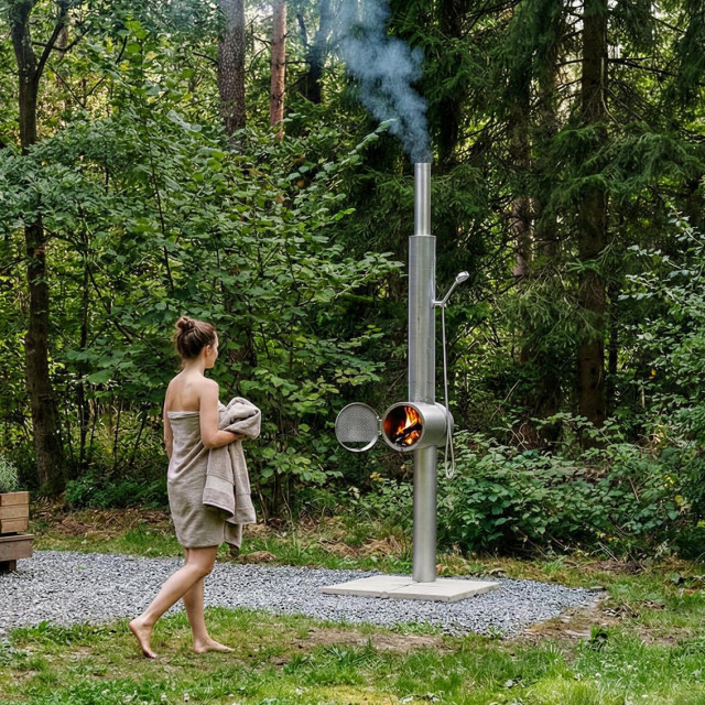 Prije tuširanja samo trebate naložiti peć na drva