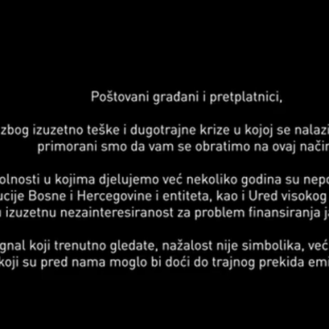 Obavijest o prekidu programa
