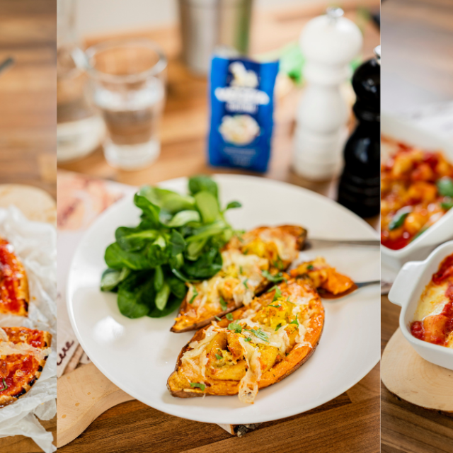 Dupla pizza tortilla/Batat punjen piletinom i sirom/Zapečeni njoki s mozzarelom