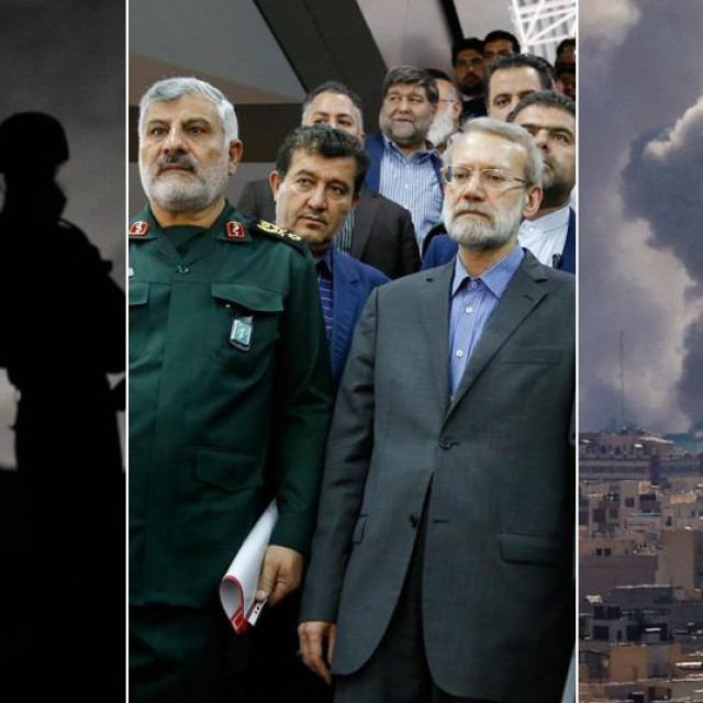 Izraelski vojnici; ubijeni Ali Larijani (desno); eksplozija u Teheranu