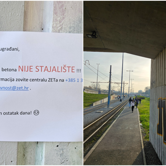Poruka putnike obavještava da se privremena tramvajska stanica ne koristi