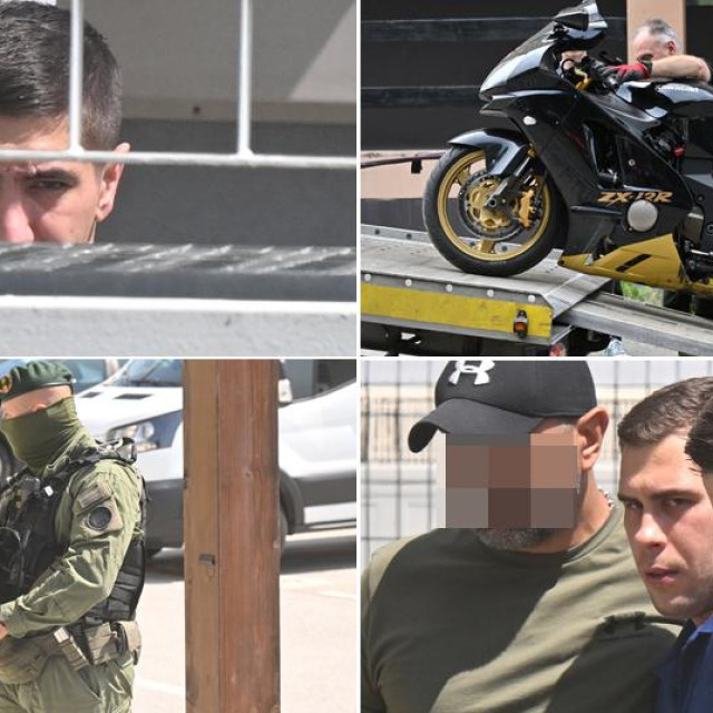 Dovođenje osumnjičenih Matije M. i Frana R. na ispitivanje, motocikl osumnjičenog, specijalna policija