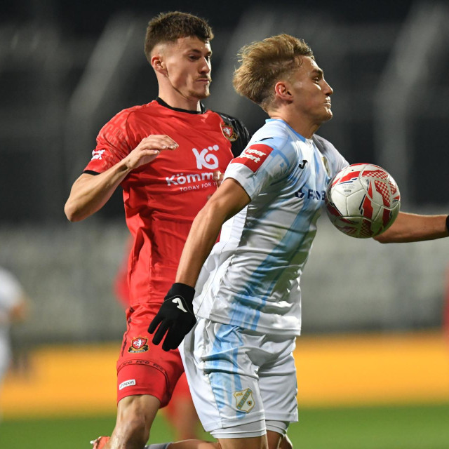 18. kolo SuperSport HNL-a, Rijeka - Gorica. Na fotografiji: Mateo Leš i Toni Fruk