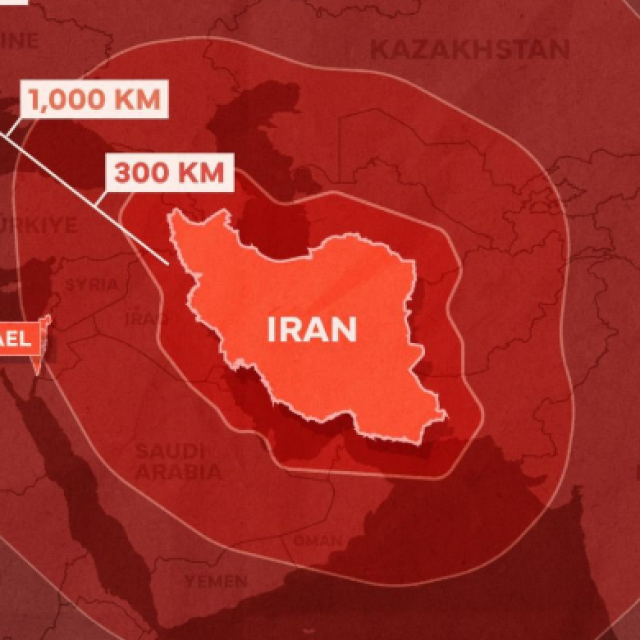 Mapa dometa iranskih raketa koju je objavio IDF