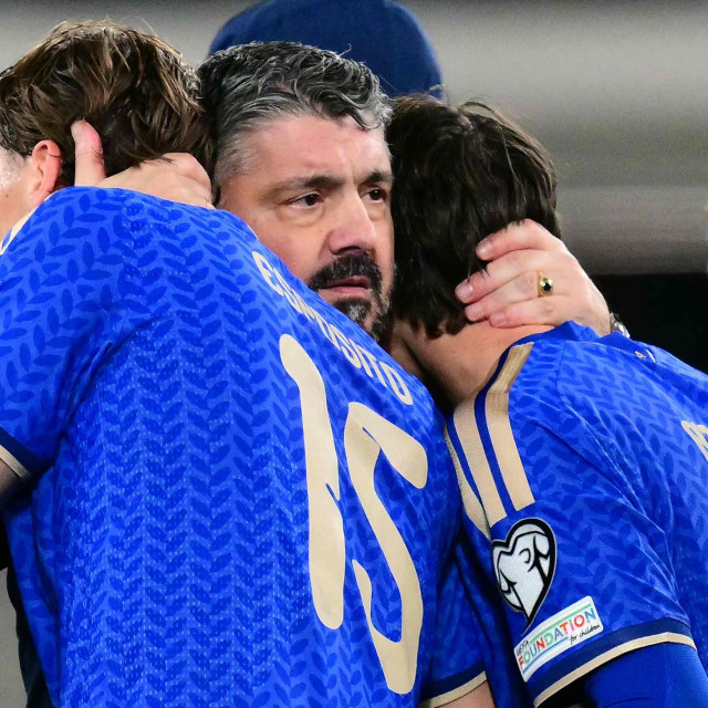 Talijanski izbornik Gennaro Gattuso proslavlja pobjedu protiv Sjeverne Irske