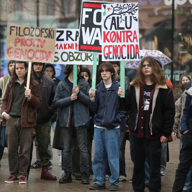 Studentice za Palestinu, Inicijativa za akademiju solidarnosti i epistemiČke pravde te Inicijativa za slobodnu Palestinu organizirale su prosvjed za prekid akademske suradnje izraelskih i hrvatskih znanstvenih i obrazovnih ustanova.
