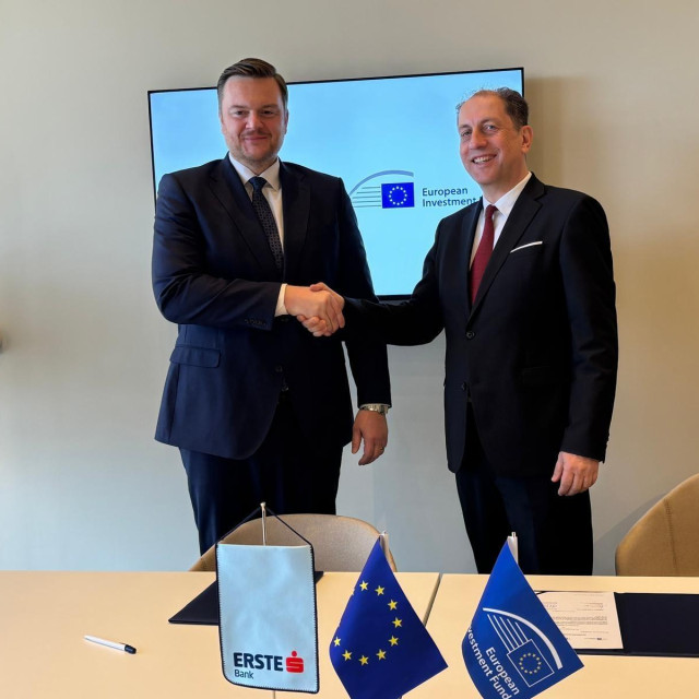 Potpredsjednik EIB-a zadužen za operacije u Hrvatskoj Marko Primorac i predsjednik uprave Erste banke Christoph Schoefboeck