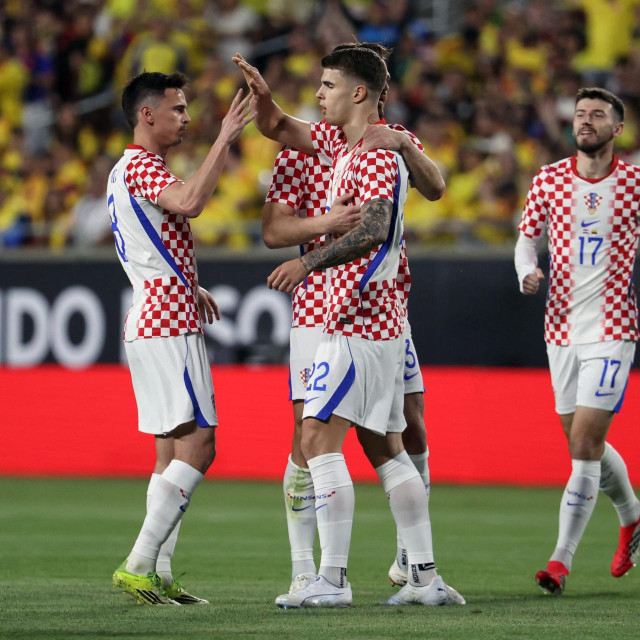 Hrvatski reprezentativci slave gol protiv Kolumbije u SAD-u