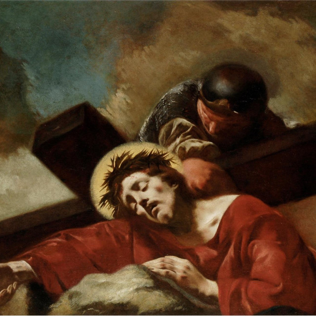 Francesco Capella, Krist pada pod križem, oko 1750., ulje na platnu, Strossmayerova galerija HAZU
