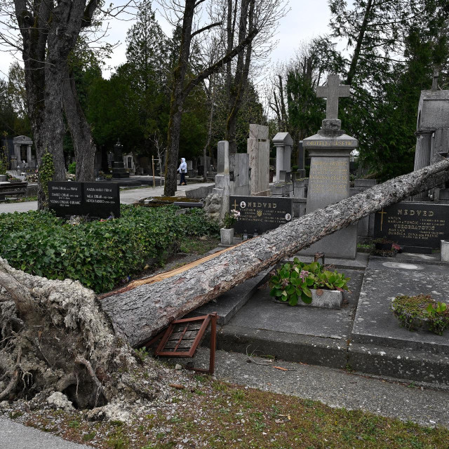 Šteta na groblju Mirogoj nakon olujnog nevremena

 