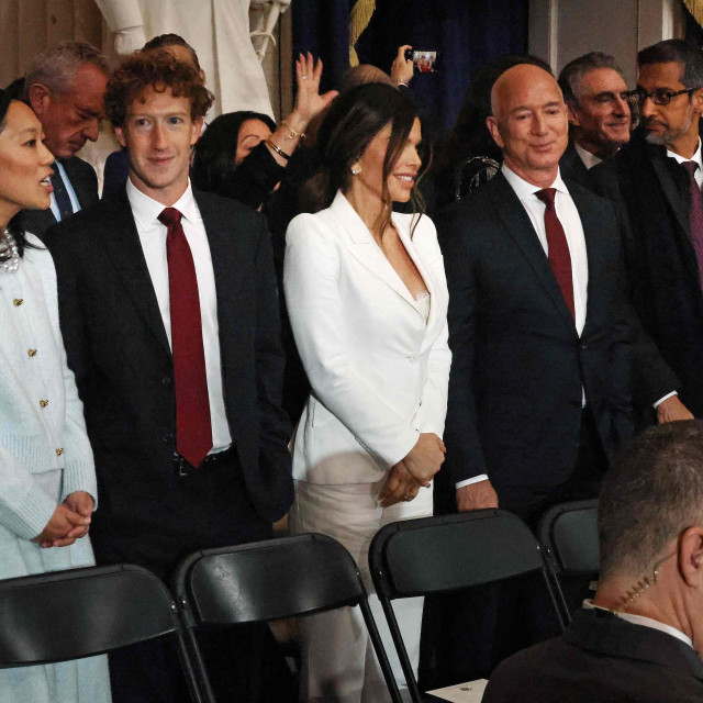 Priscilla Chan, Mark Zuckerberg, Lauren Sanchez, Jeff Bezos, Sundar Pichai i Elon Musk