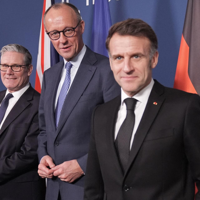 Keir Starmer, Friedrich Merz i Emmanuel Macron