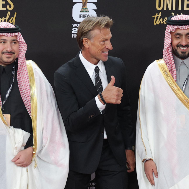 Herve Renard i delegacija Saudijske Arabije na ždrijebu za SP u Washingtonu