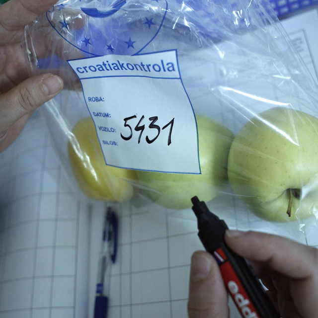 Zagreb, 030512.
Reportaza - privatni laboratorij tvrtke Euroinspekt Croatiakontrola, testiranje hrane po najsuvremenijim europskim standardima.
Na slici: testiranje jabuka na pesticide - prijem jabuka.