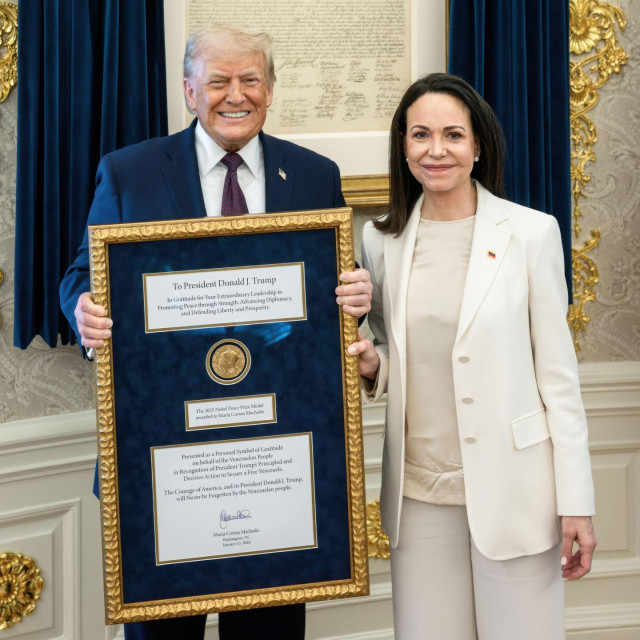 Donald Trump i Maria Corina Machado s njezinom Nobelovom nagradom