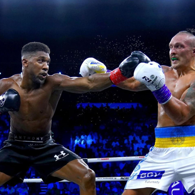 Anthony Joshua (lijevo) i Oleksandr Usik (desno)