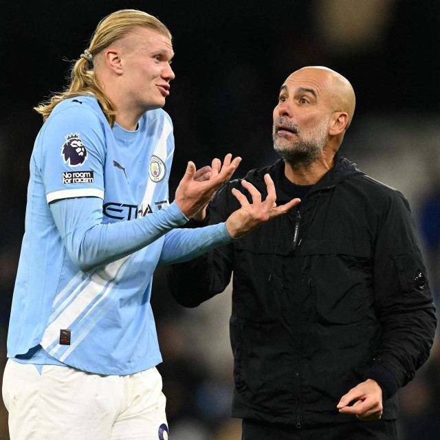 Napadač Erling Haaland i menadžer Manchester Cityja Pep Guardiola