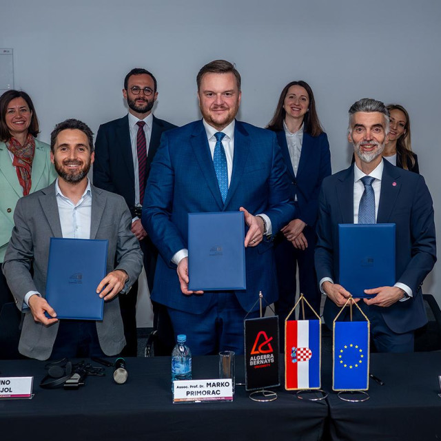 Sporazum su potpisali Lino Pujol, suosnivač tvrtke Quotanda, Marko Primorac, potpredsjednik Europske investicijske banke i Mislav Balković, rektor Algebre Bernaysa