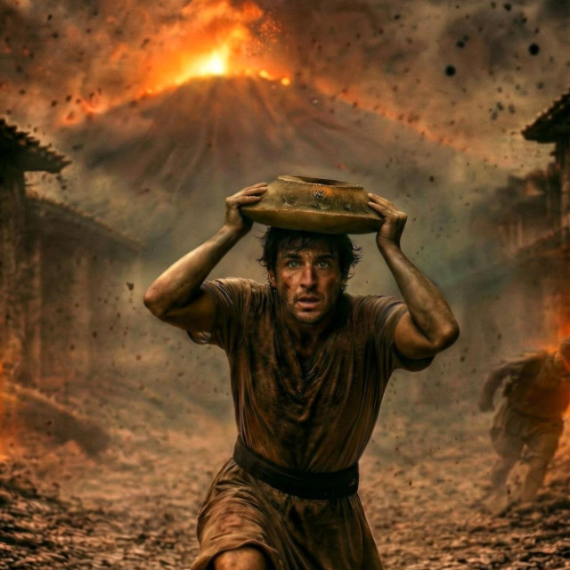 AI generirana slika muškarca iz Pompeja