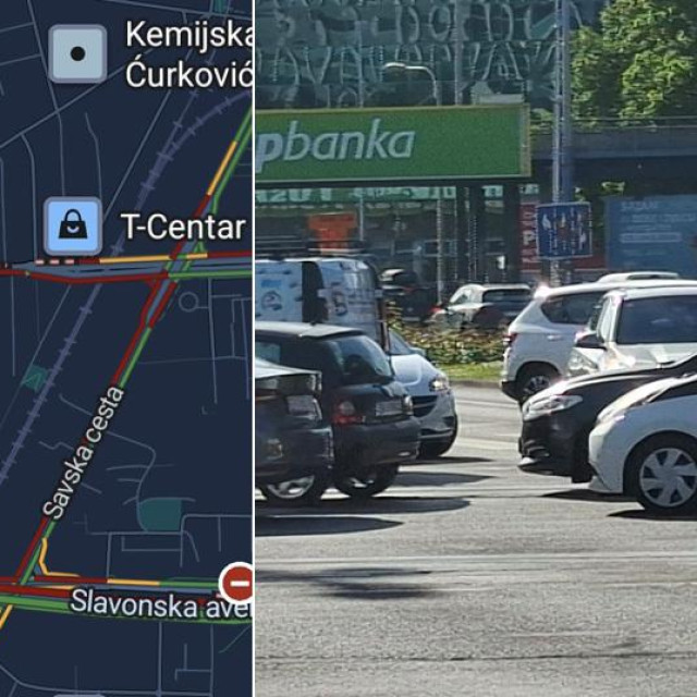 Prometni zastoj na križanju Vukovarske i Savske ulice u Zagrebu