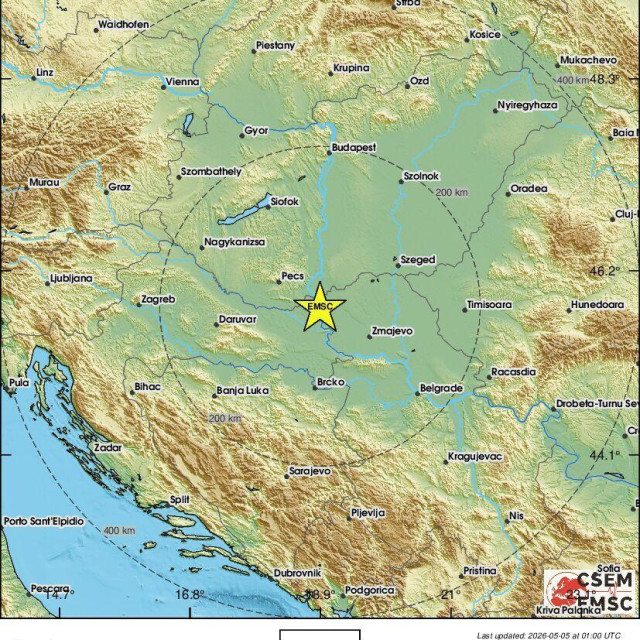 Epicentar potresa u Hrvatskoj koji se dogodio u utorak u 2:35 sati