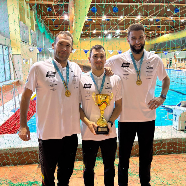 Ivan Krapić, Marin Vrdoljak i Marko Jelača (s lijeva) - novi, stari prvaci Litve