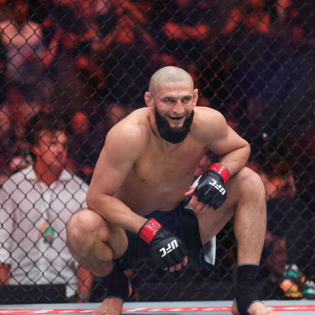 May 9, 2026, Newark, Nj, US: Newark, New Jersey - May 9: Khamzat Chimaev during his fight against Sean Strickland in Middleweight bout at UFC 328 at Prudential Center on May 9, 2026 in Newark, NJ.,Image: 1097829658, License: Rights-managed, Restrictions:, Model Release: no, Credit line: Justin Renfroe/Zuma Press/Profimedia