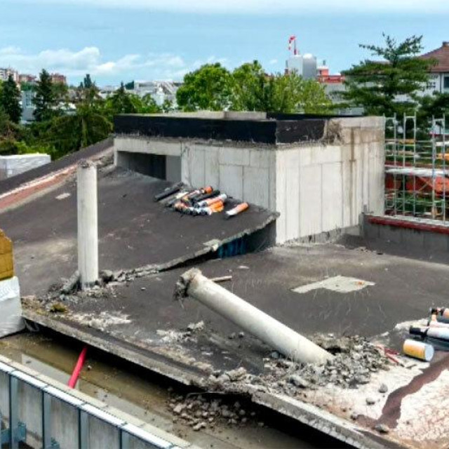 Propala krovna ploča terase na varaždinskoj bolnici