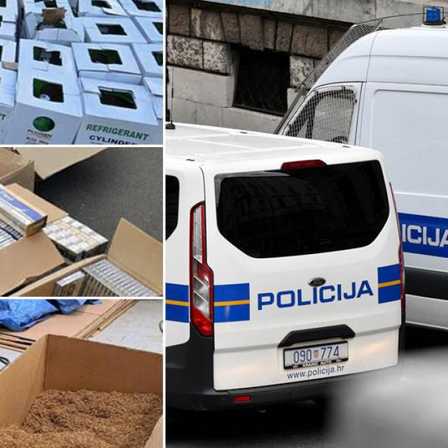 Zaplijenjena roba krijumčara, policijska vozila